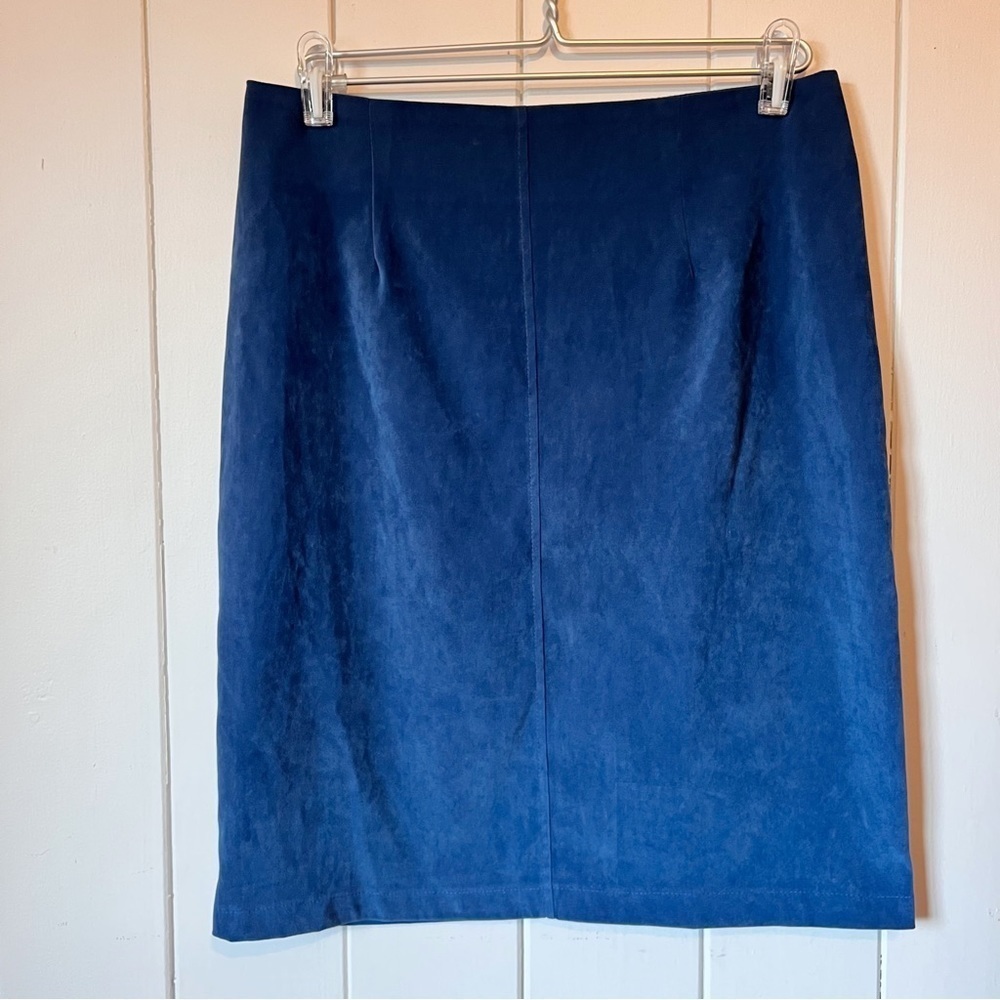 Oliver Conrad Blue Faux Suede Skirt. Size 10.